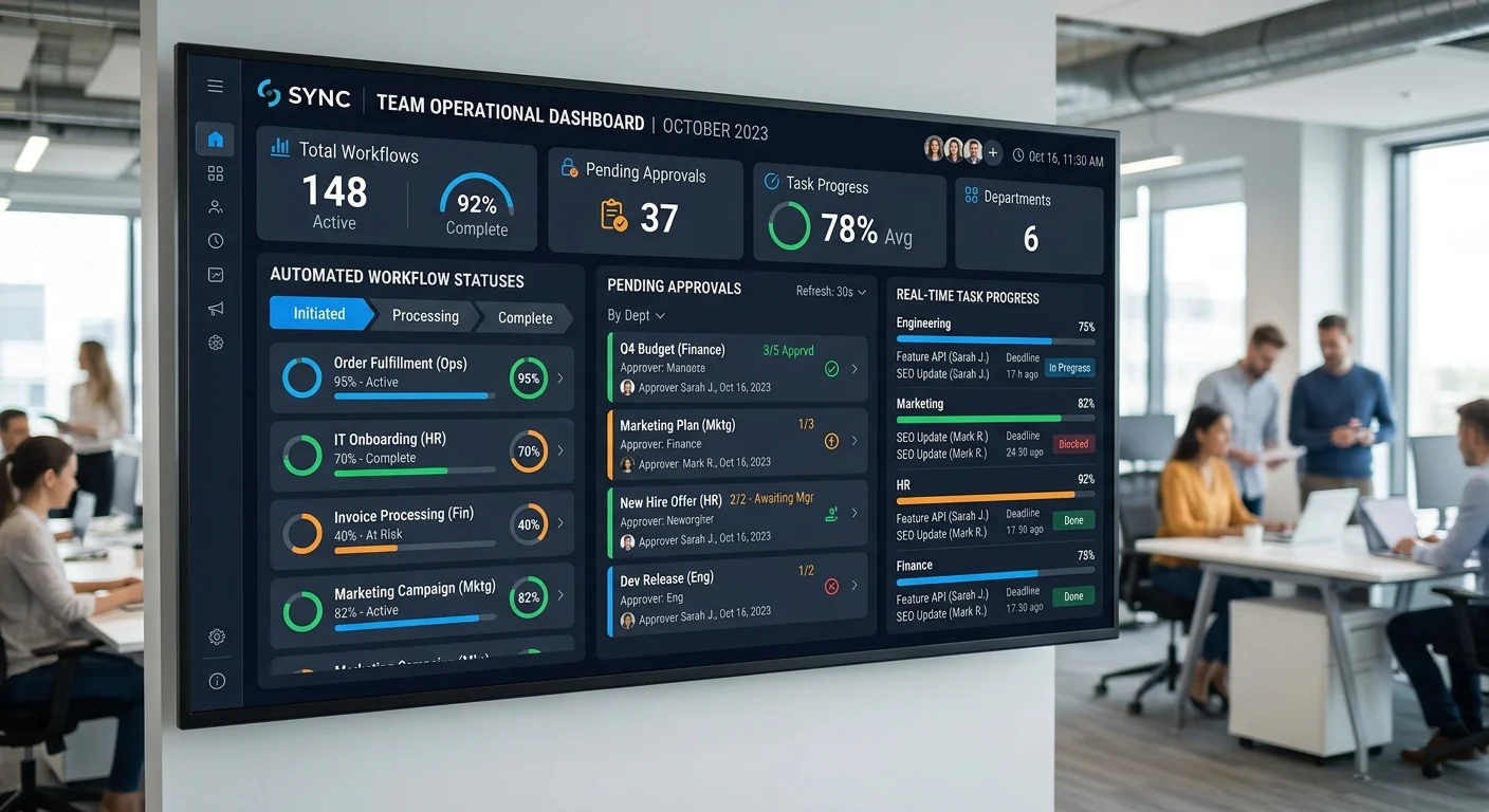 Team collaboration dashboard with automated workflow tracking